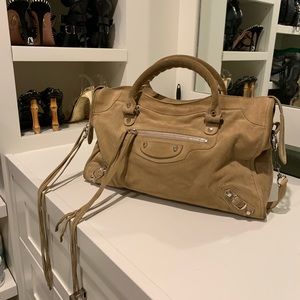 Suede Balenciaga Moto City Bag